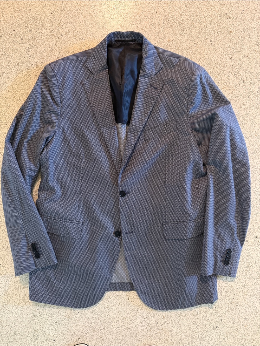 Guttridge DAL 1878 Italy Textured Blue Geometric Blazer  54 Euro 44R USA